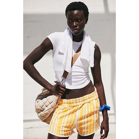 Free People FP Movement All Star Printed Shorts Striped Pull-on Smocked S 283157 - Picture 3 of 10